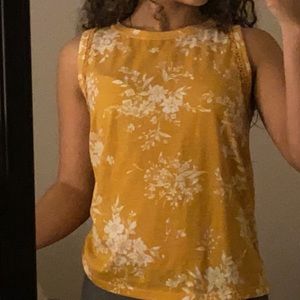 Cute flowery yellow tank top